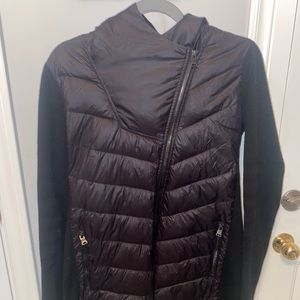 black faux leather coat by calvin klein